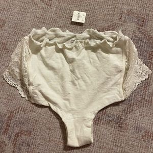 Oatmeal ivory cotton stretch lace underwear never worn tags Anthropologie